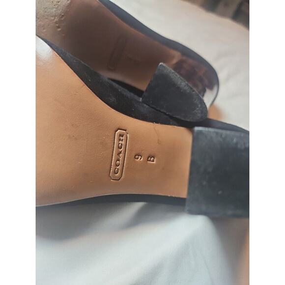 COACH Roslyn Kid Black Suede Open Toe W/Chunky Heel - Women's Size 9 - Picture 9 of 9